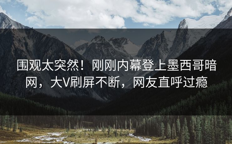 围观太突然！刚刚内幕登上墨西哥暗网，大V刷屏不断，网友直呼过瘾