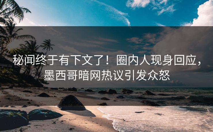 秘闻终于有下文了！圈内人现身回应，墨西哥暗网热议引发众怒