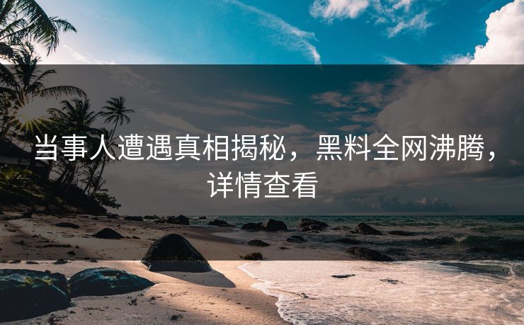 当事人遭遇真相揭秘，黑料全网沸腾，详情查看