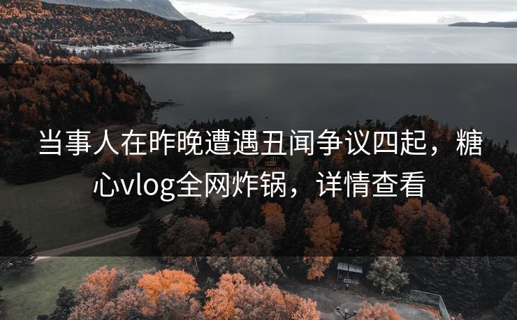 当事人在昨晚遭遇丑闻争议四起，糖心vlog全网炸锅，详情查看